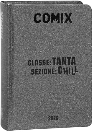 COMIX - 16 månaders dagbok, skoldagbok 2025–2026, med hårt skal, perfekt för mellanstadiet och gymnasiet, 13 x 17,8 cm, Charcoal