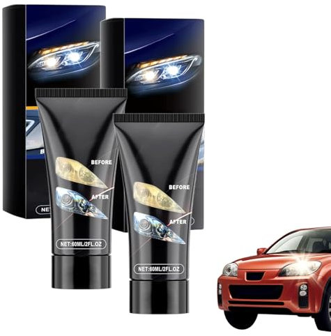 Renovateur Phare Voiture Crème D'entretien pour Phares de Voiture Polish Phare Voiture Nettoyant Phare Voiture Opaque Kit Nettoyage Phare Voiture Restaurateur de Phares Jaunâtres ou Usés (2PCS)