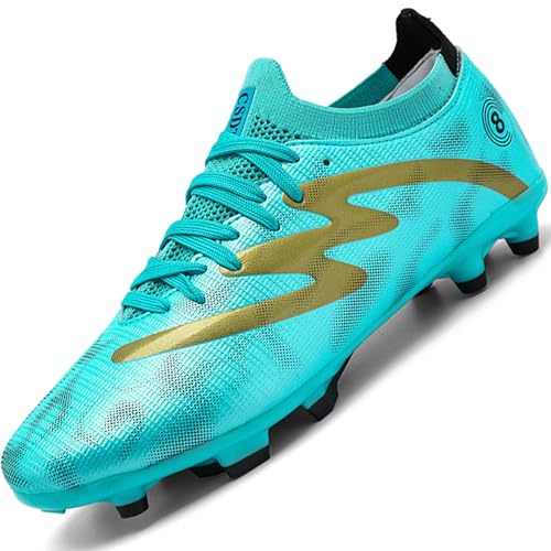 Mufanton Football Boots Men's Outdoor Professional Training Football Shoes High Top Spikes Kids Teenager Professional Athletics Soccer Shoes Sneakers,Moon,UK10.5