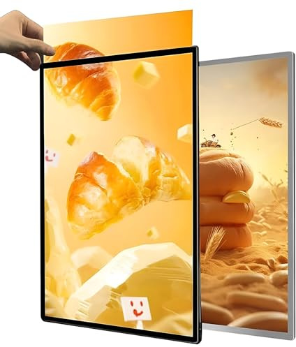 1 caja de luz LED ultrafina de vidrio templado, marco publicitario LED para menú, para restaurantes, bares y tiendas silver A3