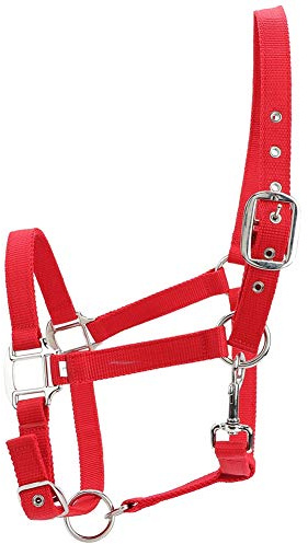 YONGZURA 6mm Thickened Adjustable Horse Halter | Double - Layer Control Bridle for Riding/Training/Grooming | Sturdy Red Nylon Halter with Adjustable Buckles