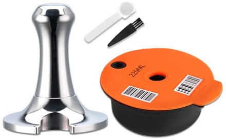 FOVNOT Reusable Coffee Capsule Pod for Bosch Tas Coffee Machine, 220mL Refillable Coffee Pods with 51mm Tamper and Slicone Lid Coffee Filter, 1 Spoon and 1 Brush