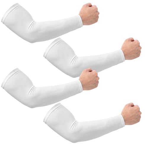 Tyqour 4 par arm sleeves kylning UV-skydd armlindor UPF 50+ arm sleeves sommar volleyboll armskydd för män och kvinnor vit för kvinnor män basket cykelsport golf cykling tatueringstäckning