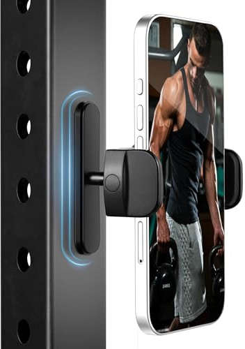 AOOTE Soporte de Teléfono Magnético Gimnasio,Soporte magnético Ajustable de 360 Grados para Gimnasio Compatible con Smartphones de 4.7–6.7, Accesorio Gimnasio Mujeres Hombres,Negro