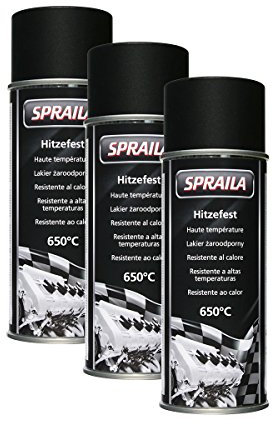 KWASNY Lackspray Hitzefest Schwarz 400Ml Hitzelack Thermolack Auspufflack 650°C 3X