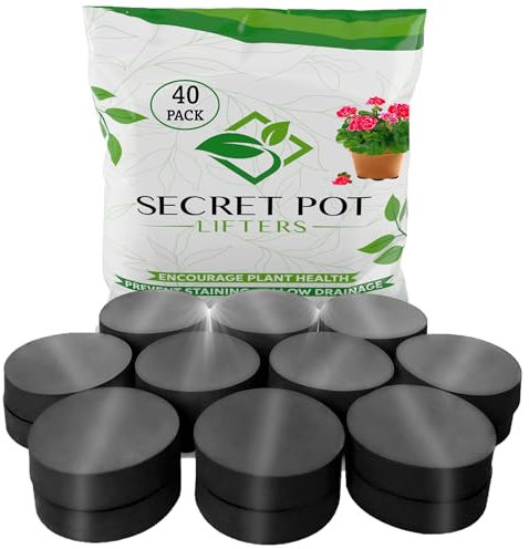 Raiseit Plant Pot Feet 40 PACK - Super Strong - Outdoor Rubber Flower Pot Risers for your Garden, Invisible Lifting of Planters - Hard Wearing - Non-Slip - UK Made