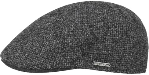 Stetson Texas Classic Wool Flatcap Herren Baumwollfutter Schirmmütze Herbst Winter dunkelgrau L (58-59 cm)