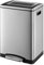 BLACK+DECKER BXBN0003GB Double Recycling Waste Kitchen Bin with Soft Close Lid, Stainless Steel, 60cm x 39.5cm x 34cm, Cool Grey