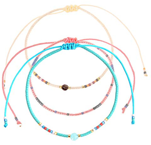 Tillverkad av Nami pärlor armband set om 3 kvinnor och flickor – 3 x surfararmband – 100 % vattentätt och justerbart – färgglada vänskapsarmband – present bästa vän – festival tillbehör, 15