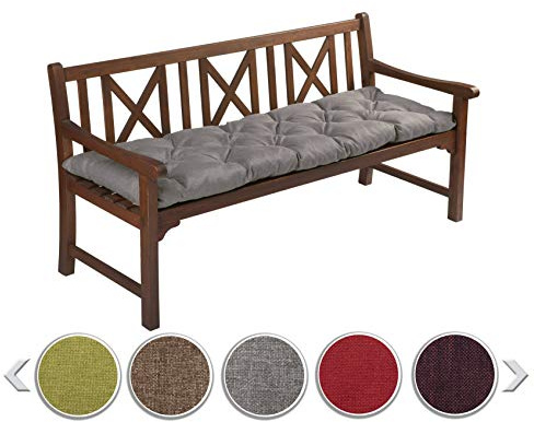 sunnypillow Bankauflage Outdoor - Bankkissen für Bank 170 x 50 cm - Sitzkissen für Hollywoodschaukel - Polsterauflage, Auflage für Gartenbank - Gartenkissen, Stuhlkissen für Gartenmöbel Grau