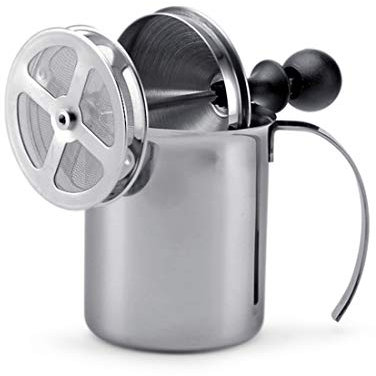 LTLWSH Handpump i rostfritt stål mjölkskum, manuell manövrerad mjölkskummakare, kopp för Cappuccino och kaffe latte 200 ml