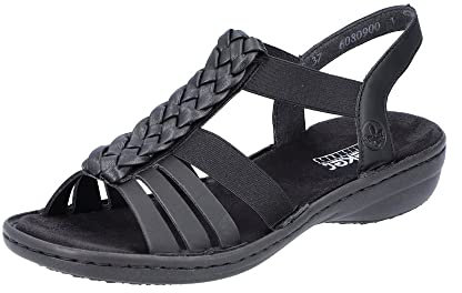 Rieker 60809 dam Sandal, svart, 41 EU