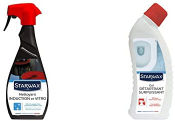 STARWAX Nettoyant Quotidien pour Vitrocéramique et Induction - 500ml -Idéal pour Nettoyer les Plaques en Vitrocéramique et Enduction & Détartrant Surpuissant en Gel pour WC - 750 ml - Usage Quotidien