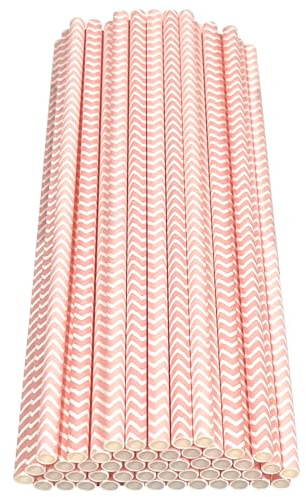 Haobase 50 pajitas de papel, pajitas de papel biodegradables para beber cócteles, café, bebidas frías (patrón de ondulaciones) (ondas rosas)