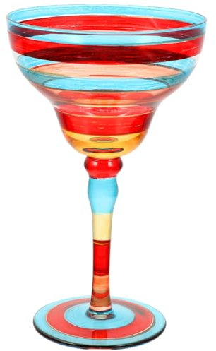 VINTORKY Copa Margarite Pintada Mano Vaso De Cristal Decorativo Para Cócteles Vino Jugo Postre Vaso Artístico Para Mesa Comedor
