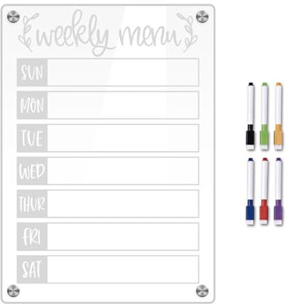 Rurunklee Tableau acrylique effaçable à sec, tableau de planification effaçable à sec | Planificateur acrylique transparent – Tableau de message, tableau en verre, tableau sans cadre, tableau blanc