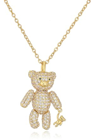 Focisa Collana Uomo Donna Ciondolo Pendente Orso Gioielli Di Moda Design Oro
