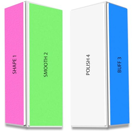 4 Way Nail Buffer Block (2 Pcs), Nail Shine Buffers Blocks Files for Natural and Acrylic Nails Smoother Buffing Block Polisher Fingernail File Buffer 120/240/600/3000 Grit for Buffing Shinning