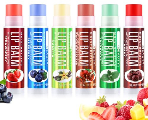 Boobeen Stick di Balsamo per Labbra, Crema Idratante Rossetto Incolore 6 Pack