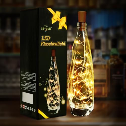 LETOUR Luz LED para botellas de regalo, botellas decorativas con corcho, regalos de boda para novios, mujeres, colegas, cumpleaños, regalo personalizado para cumpleaños, boda, Navidad