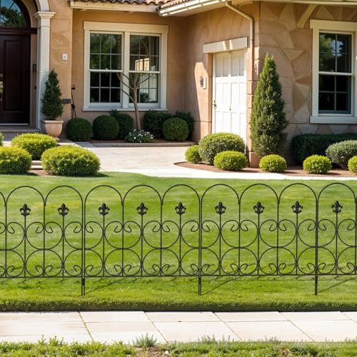 The Fellie Decorative Garden Fence 5 Panels, Rustproof Metal Garden Borders for Flower Bed、Patio、Backyard, Outdoor Fence Border Animal Barrier, 61 * 81.5CM