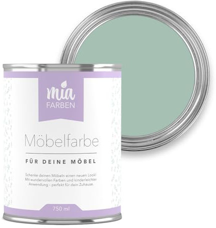 miafarben Möbelfarbe für Holz 750ml, Kreidefarbe, Möbellack ohne schleifen, Kreidelack (Mias Minze)