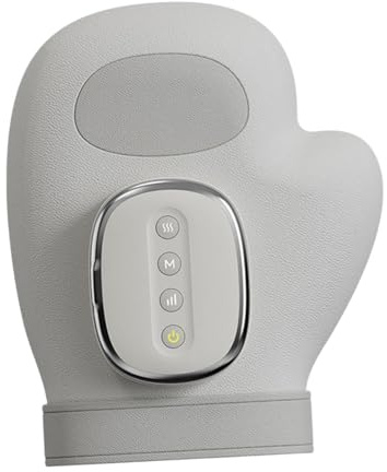 Masajeador de Manos Eléctrico con Calor, Guante Masajeador para Dedos y Muñeca, 5 Niveles de Intensidad, Temporizador, Uso Ambidiestro