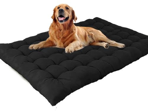 Waigg Kii Lit pour chien de très grande taille XL/XXL, matelas apaisant anti-anxiété, lavable, pour chiens de taille moyenne et grande (100 x 50 cm, noir)