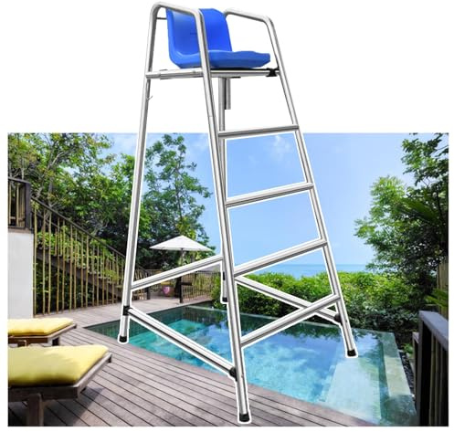 Lifeguard Chairs,Lifeguard Pool High Chair with Sunshade, 304 Stainless Steel Observation Ladder, Indoor/Outdoor Safety Swimming Chair (3.9'/47.2''/120cm)