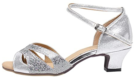 Chaussure De Danse Latine Femme Bout Ouvert Latine Jazz Petit Talon Sandales Chacha Chaussures De Danse Salsa Salle De Bal Tango Performance Professionnelle Pratique Moderne pour Cérémonie