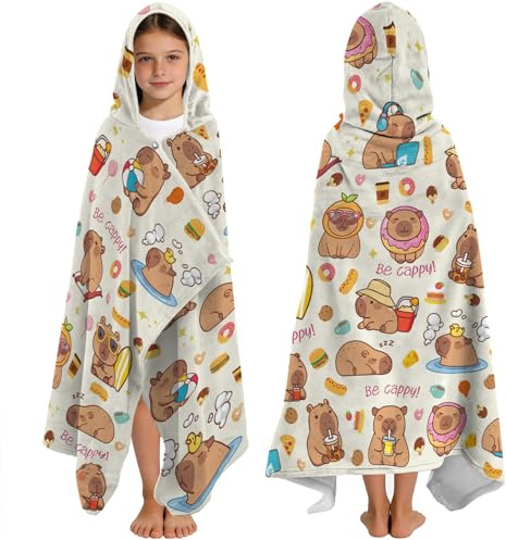 Yasrlvun Capybara - Toallas con capucha para niños, 127 x 76 cm, poncho para niños, adolescentes, toalla de playa para piscina, bonita toalla de baño Capybara