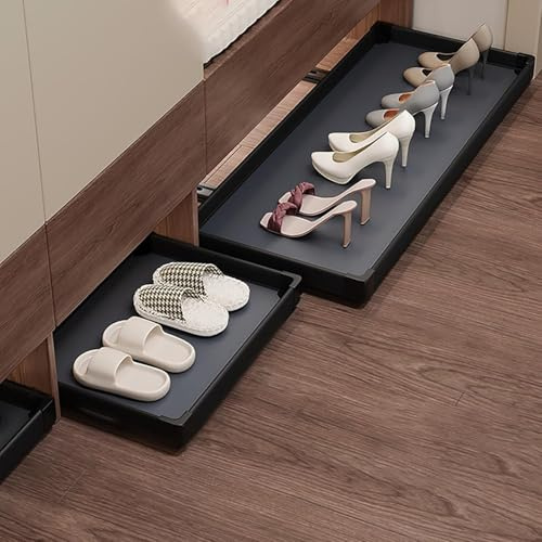 DUY Zapatero extraíble para armario, organizador de cajones deslizante integrado para almacenamiento de zapatos, bandeja oculta para zapatos para dormitorio y entrada (810 x 310 mm)