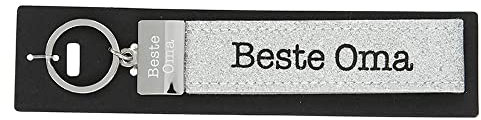 Depesche 4298-005 Schlaufen Schlüsselanhänger aus Filz, mit graviertem Metallabschluss und kultigem Aufdruck, Beste Oma, silber, ca. 17 x 3 x 1 cm