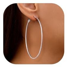 GoldChic Créoles Femme Acier Inoxydable Anneau Boucle d'Oreille Élégant | Creoles Argent Plaqué Or Femme 20-100mm Women's Hoop Earrings Imperméables & Hypoallergéniques Agréable Cadeau pour Femme