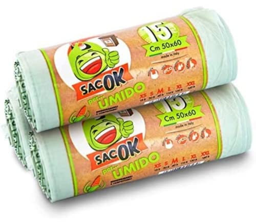 45 Bolsas Húmedas Biodegradables 50x60cm, Bolsas Húmedas, Bolsas Compostables con Asas Bolsas Húmedas, Bolsas de Basura, Recogida de Residuos Orgánicos, Bolsas Húmedas Biodegradables