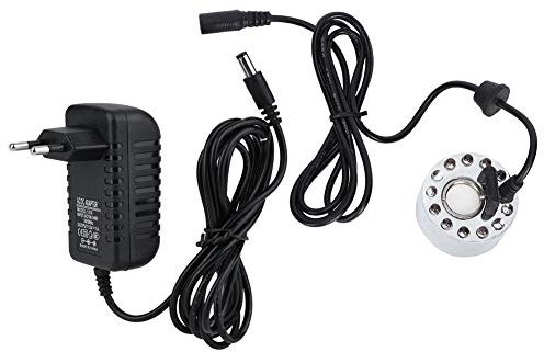 Atomiseur ultrasonique, brumisateur ultrasonique de Fontaine d'étang d'eau 12 LED pour Le Bain d'oiseau de Vase de Bassin de rocaille d'étang de Fontaine d'eau(Prise UE 110~240V)