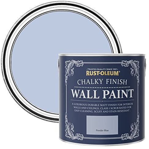 Rust-Oleum Blue Wall and Ceiling Paint in a Chalky Matt Finish - Powder Blue 2.5L