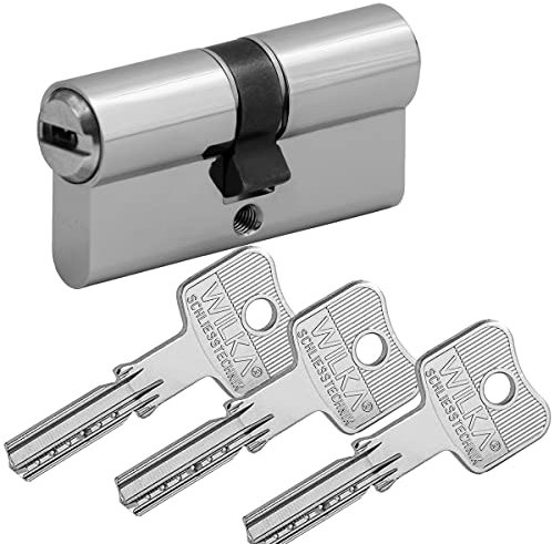 WILKA Wendeschlüssel Doppelzylinder Halbzylinder Knaufzylinder - Einzelschließung oder Gleichschließung - alle Längen 26/26 bis 60/60 bzw. 10/26 bis 10/90 - inkl. 3 Schlüssel (VS NGF 30/30)