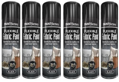 B&H 6 X Black Flexible Fabric & Vinyl Spray Paint Leather Textile Fast Drying 200ml