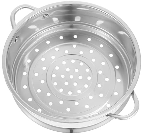 STOBAZA 20Cm Stainless Steel Steamer Basket with Dual Handles Thickened Steaming Rack Insert for Kitchen Dumplings Buns Cooking