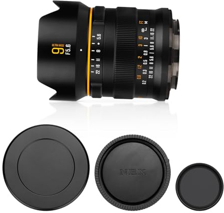 Brightin Star Obiettivo 9mm F5.6 per Attacco Canon RF-S, Full Frame 132° Ultra Grandangolare a Fuoco Manuale Prime per Fotocamera Mirrorless EOS R5 R6 R RP R7 R10 R3 R6 Mark II