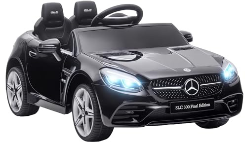 AIYAPLAY Voiture électrique pour Enfants Licence Mercedes SLC 300, 12V, V. Max. 5 Km/h Effets sonores + Lumineux, télécommande parentale 2,4G, véhicule électrique Enfant 3 à 6 Ans, Noir