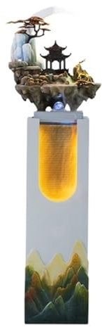 Fuente de Jardín Fuente de pie con rocalla Artificial y Luces LED, Sala de Estar, balcón, Patio, Paisaje de Agua circulante Fuente de Exterior(Yellow)