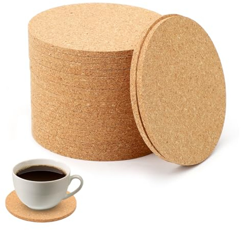 Posavasos Corcho Redondos Pack de 20 Posa Vasos 10 cm de Diámetro 4 mm de Grosor Posavasos Accesorios de Cocina Lisos Reutilizables y Absorbentes Hogar Oficina Bar Restaurant Pub