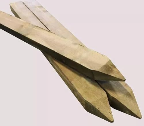 UC4 Treated Fence Posts –Rectangle | Pointed Timber Stakes for Fencing & Garden Projects ideal for staking trees and plants! 75mm x 125mm (1, 1.8 M)