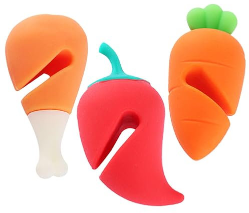 Pot Lid Lifter, 3 x Heat-Resistant Silicone Spill Stoppers, Boil-Over Protection Pot Lid Holder, Kitchen Aid in Food Shape, Lid Lifter for Cooking Pots, Kitchen, Restaurant and Cooking Accessories