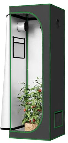 WOLTU Tenda Coltivazione Idroponica 60x60x180cm, Serra da Giardino con Finestra di Osservazione, Piccola Serra per Piante, Fiori, Ortaggi a Casa, in Mylar Riflettente + Nero