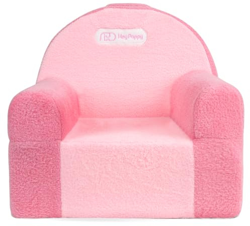 Heypappy Kindersessel, Bequeme Schaumstoff Kindercouch mit Weichem Samtbezug, Kleinkindcouch zum Spielen und Lernen, Kinder Sofa Das Gut Zu Jeder Modernen Einrichtung Passt, Rosa