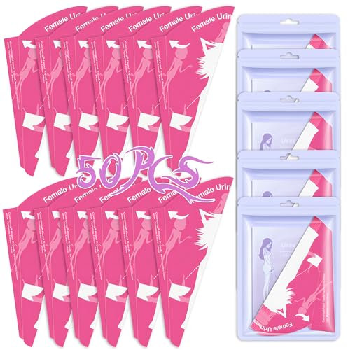 MinXin 50 Stück Urinella für Frauen Einweg,Pinkelhilfe für Frauen, Reise Urinal Frauen im Stehen,Wasserdicht, Tragbar, Geeignet für Reisen, Festival, Toilette, Outdoor und Andere Anlässe (Rot)