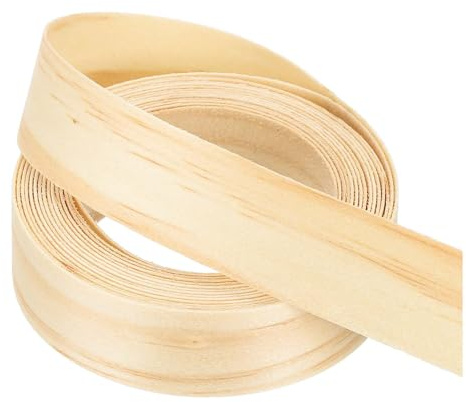 PATIKIL Bordatura in legno di pino, nastro in legno impiallacciato da 3/4 pollici x 3,05 m di legno compensato flessibile pre-incollato con adesivo termofusibile per il restauro di mobili